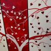 Red Heart Painting Love Tree Art Red and White Modern Abstract Art Large 48x36 Wedding Anniversary Gift CUSTOM