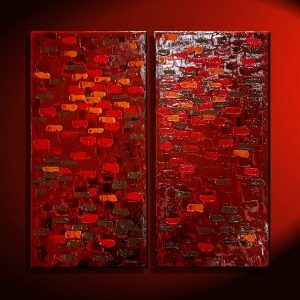 Textured Red Modern Abstract Painting Palette Knife Impasto Art 24x24