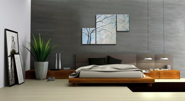 Turquoise Painting Wall Art Cherry Blossom Art Elegant Modern Abstract Huge Original Spa Home Decor Unique 56x36
