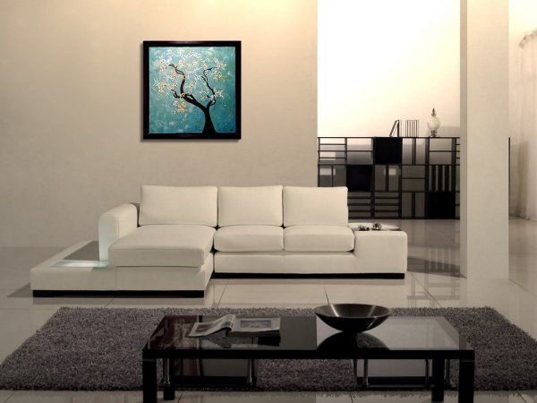 Turquoise Tree Painting Cherry Blossoms Original Art Framed Painting by Nathalie Van 27x27 Mails Quickly watch creation on youtube