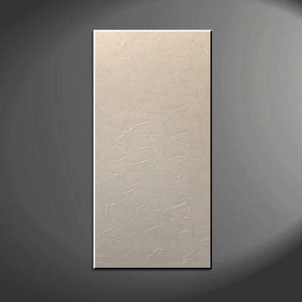 White Painting Modern Abstract Textured Art Urban Original Impasto Painting on Stretched Canvas Stylish Design 15x30