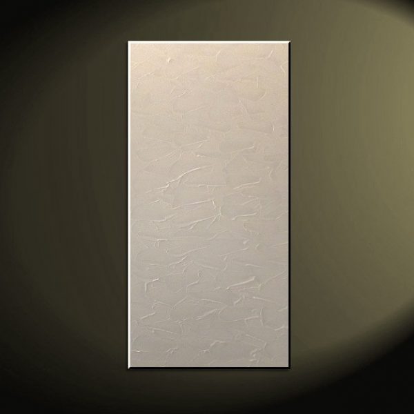 White Painting Modern Abstract Textured Art Urban Original Impasto Painting on Stretched Canvas Stylish Design 15x30