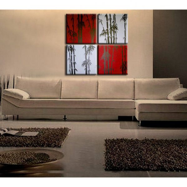 Huge Bamboo Painting Asian Zen Art Pick your Color and Size Zen Wall Art Home Decor Unique Personalized Four Canvases 48x48