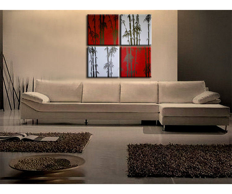 Huge Bamboo Painting Asian Zen Art Pick your Color and Size Zen Wall Art Home Decor Unique Personalized Four Canvases 48x48
