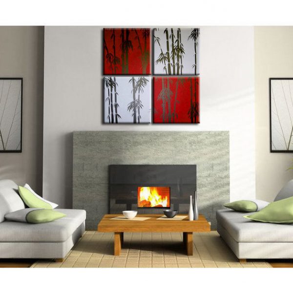 Huge Bamboo Painting Asian Zen Art Pick your Color and Size Zen Wall Art Home Decor Unique Personalized Four Canvases 48x48