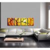 Huge Bird Family Painting Bright Yellow Orange Happy Wall Art Love Birds Cherry Blossoms 64x20 Custom Personalized