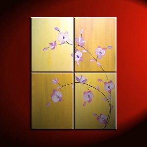 Large Acrylic Orchid Painting Zen Asian Yellow Golden Warm Colors Flower Floral Wall Art Home Decor Large Artwork Custom 32x40
